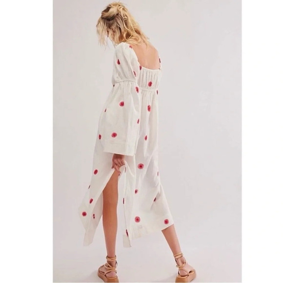New! Free People Floral Emory Embroidered Sun Midi Dress white nwot 27074 - Picture 4 of 14